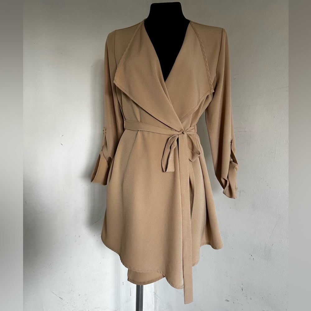 Small polyester trench lightweight coat jacket